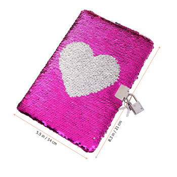 Σημειώσεις Βιβλία Τετράδια Παγιέτες Secret Diary Travel Reversible with Lock Love Heart Pink Private Journal Miss