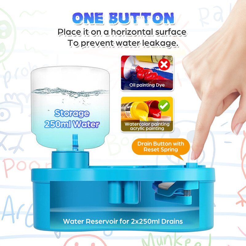 Värvipintsli puhastusvahend Drenaaži ja pintslihoidja tööriistaga värvimistarvikud akrüül-akvarell-veepõhise kattekihi jaoks, kingitus lastele