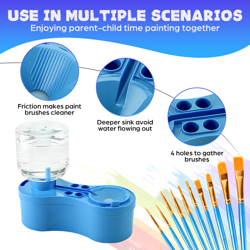 Värvipintsli puhastusvahend Drenaaži ja pintslihoidja tööriistaga värvimistarvikud akrüül-akvarell-veepõhise kattekihi jaoks, kingitus lastele