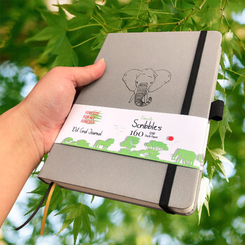 Elephant Bullet Dotted Journal, 160gsm παχύ κρεμ χαρτί με κουκκίδες Σημειωματάριο 160 σελίδων αριθμημένες, 5*5 mm διάταξη DOT-GRID, πρόσθετο