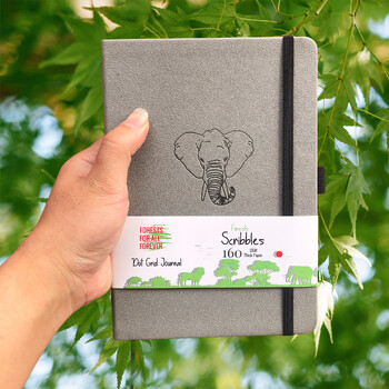 Elephant Bullet Dotted Journal, 160gsm παχύ κρεμ χαρτί με κουκκίδες Σημειωματάριο 160 σελίδων αριθμημένες, 5*5 mm διάταξη DOT-GRID, πρόσθετο