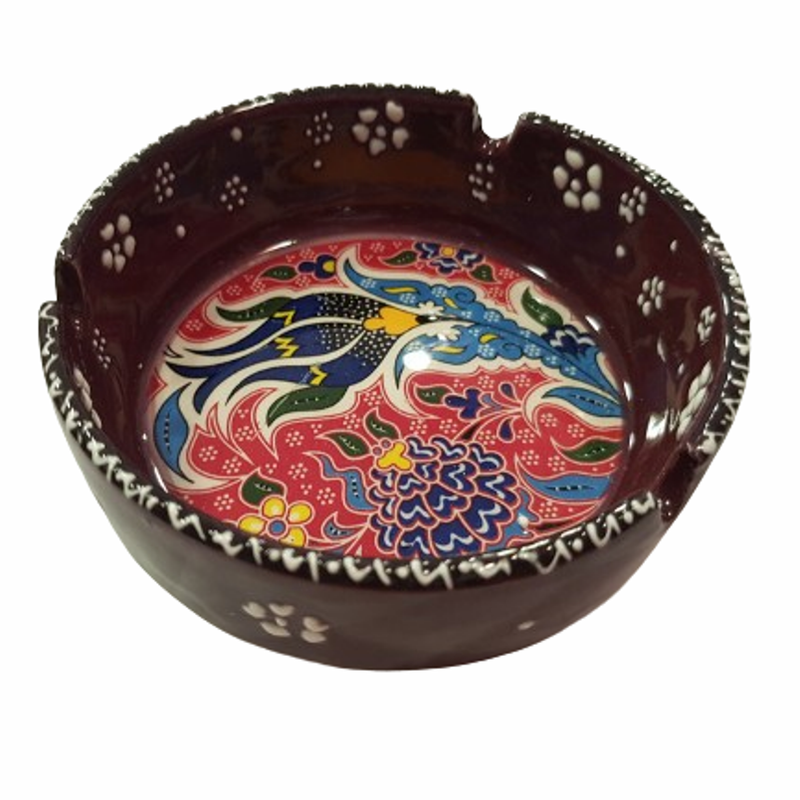 Декорация Пепелник, Тип интериорен, Ръчно рисуван, Керамичен, 11 см, Черен