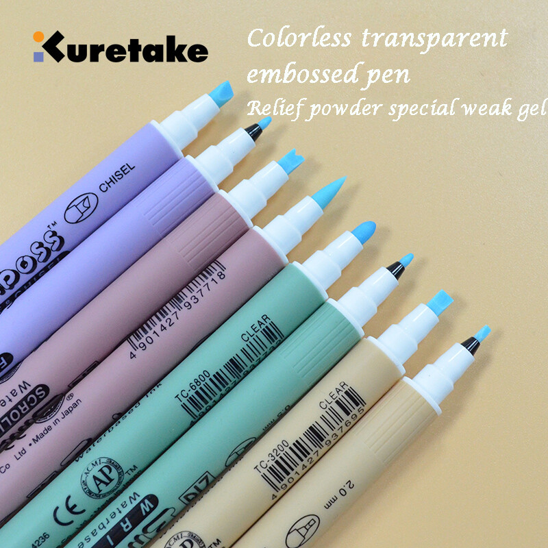 1 gab ZIG Kuretake caurspīdīga reljefa apdruka pildspalva ar reljefu ar diviem uzgaļiem līmes kaligrāfijas ritināšanas un otu smalkās un kaltās pildspalvas