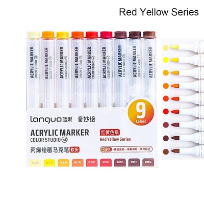 9 värvi markerpliiats Art Kirjatarbed Virnastatav värviline akrüülpliiats Joonistamine/maalimine/grafiti käsitsi konto kirjutamise värvipliiats
