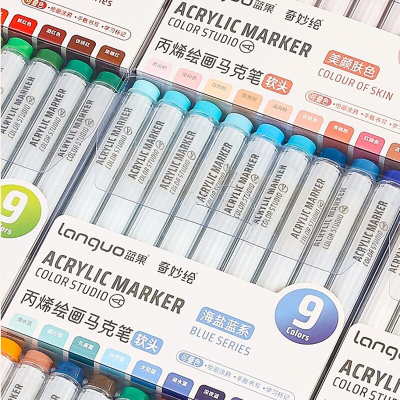 9 värvi markerpliiats Art Kirjatarbed Virnastatav värviline akrüülpliiats Joonistamine/maalimine/grafiti käsitsi konto kirjutamise värvipliiats