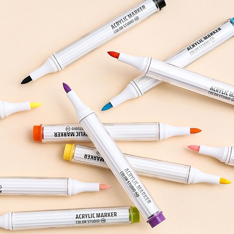 9 värvi markerpliiats Art Kirjatarbed Virnastatav värviline akrüülpliiats Joonistamine/maalimine/grafiti käsitsi konto kirjutamise värvipliiats