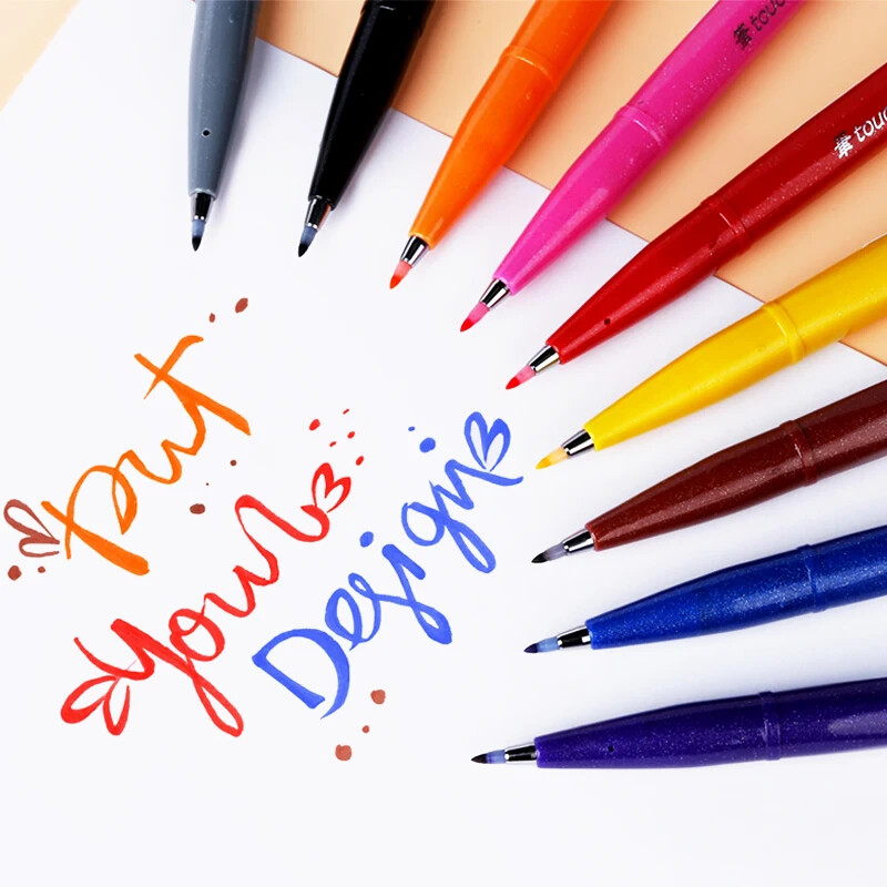 1 tk Jaapani Penteli puutetundliku pintsliga märgipliiats, painduva otsaga värviline pehme ots Saadaval SES15C värvilise joonistamise kunstitarbed kirjatarbed