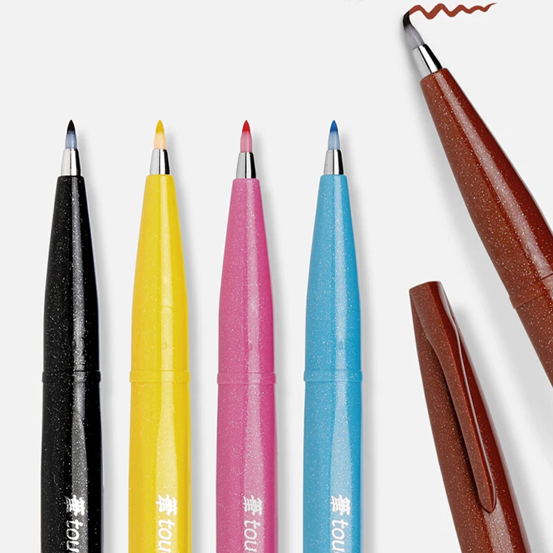 1 tk Jaapani Penteli puutetundliku pintsliga märgipliiats, painduva otsaga värviline pehme ots Saadaval SES15C värvilise joonistamise kunstitarbed kirjatarbed