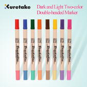 Kuretake ZIG Deep Shallow kahekordse pehme peaga kahevärviline akvarellipintsli markerpliiats, gradientvärvipintsel, veekindlad pintslid 7700