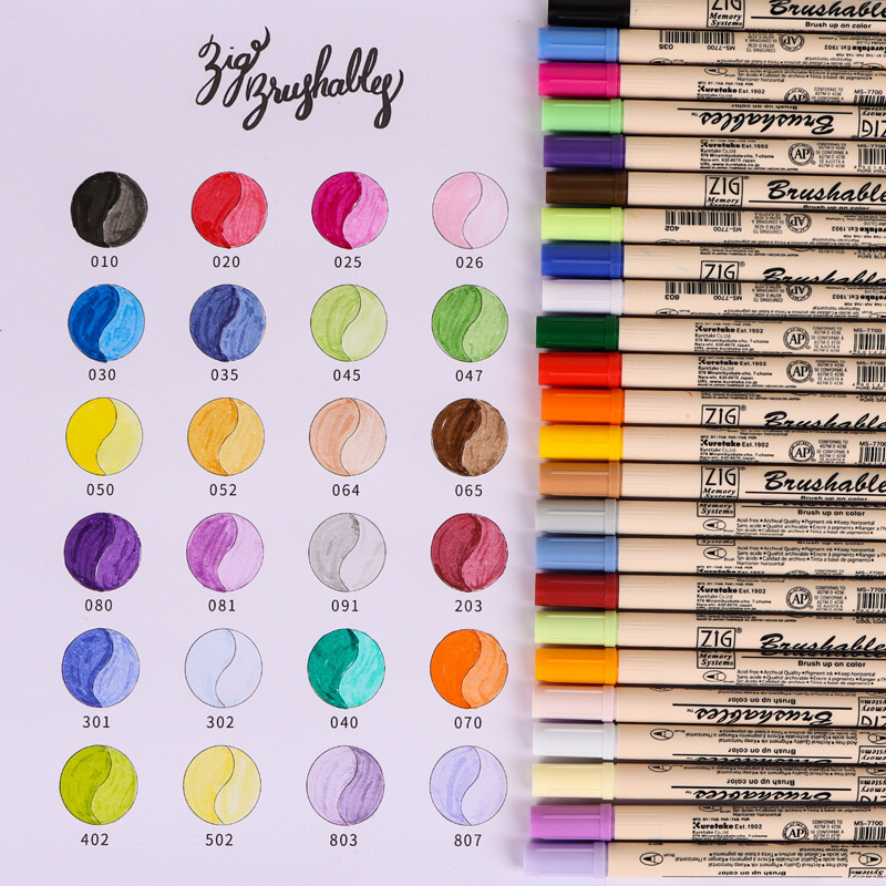 Kuretake ZIG Deep Shallow kahekordse pehme peaga kahevärviline akvarellipintsli markerpliiats, gradientvärvipintsel, veekindlad pintslid 7700