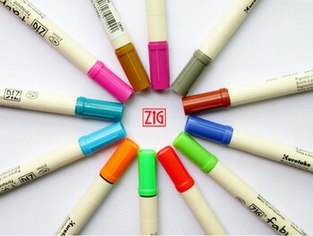 ZIG Fabric Markers Kuretake Brush Pens TC-4000 FABRICOLOR TWIN Tip DIY for Fabric Japan