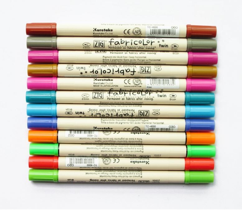 ZIG kangamarkerid Kuretake pintslipliiatsid TC-4000 FABRICOLOR TWIN ots DIY fabric Jaapani jaoks