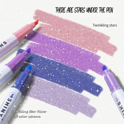 4 värvi/karp Kawaii Glitter Highlighter Pliiats Pastelne Peen Pastelne Highlighter Marker Väljalõigete album Maalitud kirjatarbed Koolitarbed