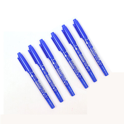 6 ks horúcich výpredajových vysoko kvalitných obojstranných fixiek s vodeodolným atramentom (čierna, modrá, červená), atrament 0,6-2,0 mm, permanentné fixky s dvojitým hrotom