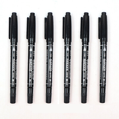 6 ks horúcich výpredajových vysoko kvalitných obojstranných fixiek s vodeodolným atramentom (čierna, modrá, červená), atrament 0,6-2,0 mm, permanentné fixky s dvojitým hrotom