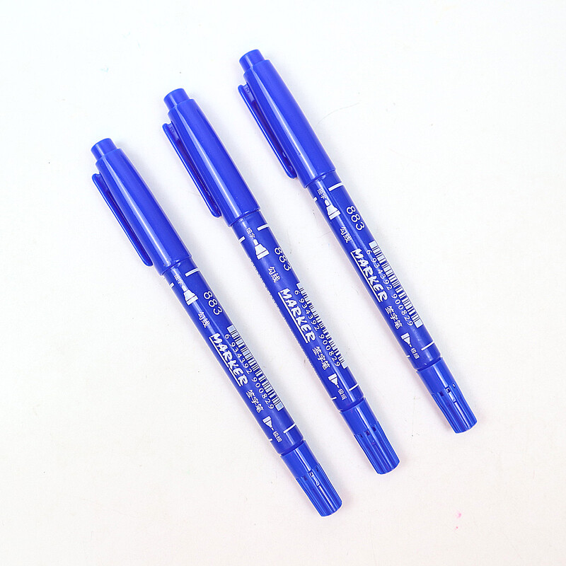 6 ks horúcich výpredajových vysoko kvalitných obojstranných fixiek s vodeodolným atramentom (čierna, modrá, červená), atrament 0,6-2,0 mm, permanentné fixky s dvojitým hrotom