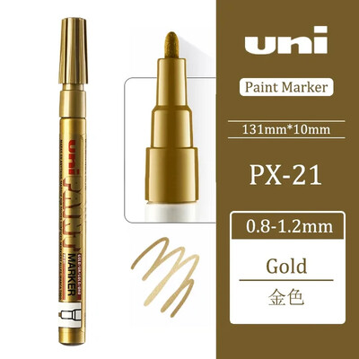 1 tk UNI PX-21 püsivad markerpliiatsid, värvilised õlid, veekindlad kirjutised metall-klaaskangast rehvidele Graffiti värvi markerpliiats