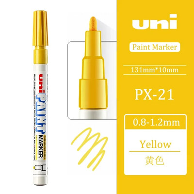 1 tk UNI PX-21 püsivad markerpliiatsid, värvilised õlid, veekindlad kirjutised metall-klaaskangast rehvidele Graffiti värvi markerpliiats