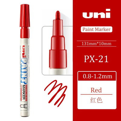 1 tk UNI PX-21 püsivad markerpliiatsid, värvilised õlid, veekindlad kirjutised metall-klaaskangast rehvidele Graffiti värvi markerpliiats