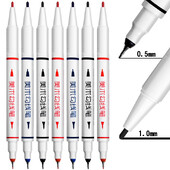 Set de pixuri de marcare permanentă cu două capete, 10 buc. Marcator pentru CD, rezistent la apă, cu vârf de linie fină, cu vârf subțire, cu vârf brut, 0,5 mm-1 mm, culoare fină