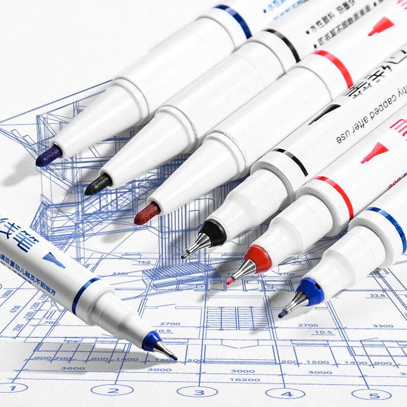 Set de pixuri de marcare permanentă cu două capete, 10 buc. Marcator pentru CD, rezistent la apă, cu vârf de linie fină, cu vârf subțire, cu vârf brut, 0,5 mm-1 mm, culoare fină