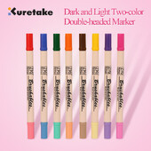 Kuretake 7700 ZIG Deep Shallow Dual Soft Tips Kahevärviline gradient akvarellpintsli marker pliiats Veekindel Brushables värvipintsel