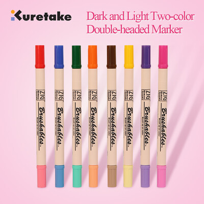 Kuretake 7700 ZIG Deep Shallow Dual Soft Tips Δίχρωμη βούρτσα ακουαρέλας με μαρκαδόρο Στυλό Αδιάβροχο Brushables Βούρτσα βαφής