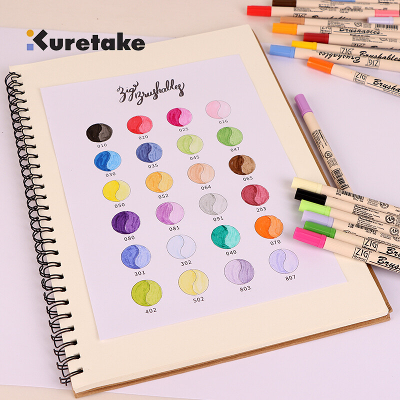 Kuretake 7700 ZIG Deep Shallow Dual Soft Tips Kahevärviline gradient akvarellpintsli marker pliiats Veekindel Brushables värvipintsel