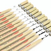 12Pcs Pigment Fineliner Химикалки Кука Liner Маркери за скици Рисуване Водоустойчиви артикули Манга Комикс Почерк Черен
