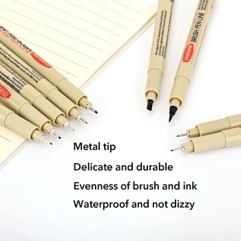 12Pcs Pigment Fineliner Pens Hook Liner Sketch Markers Drawing waterproof Art Supplies Manga Comic Handwriting Black