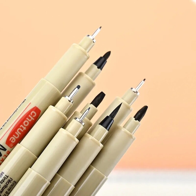 12Pcs Pigment Fineliner Химикалки Кука Liner Маркери за скици Рисуване Водоустойчиви артикули Манга Комикс Почерк Черен