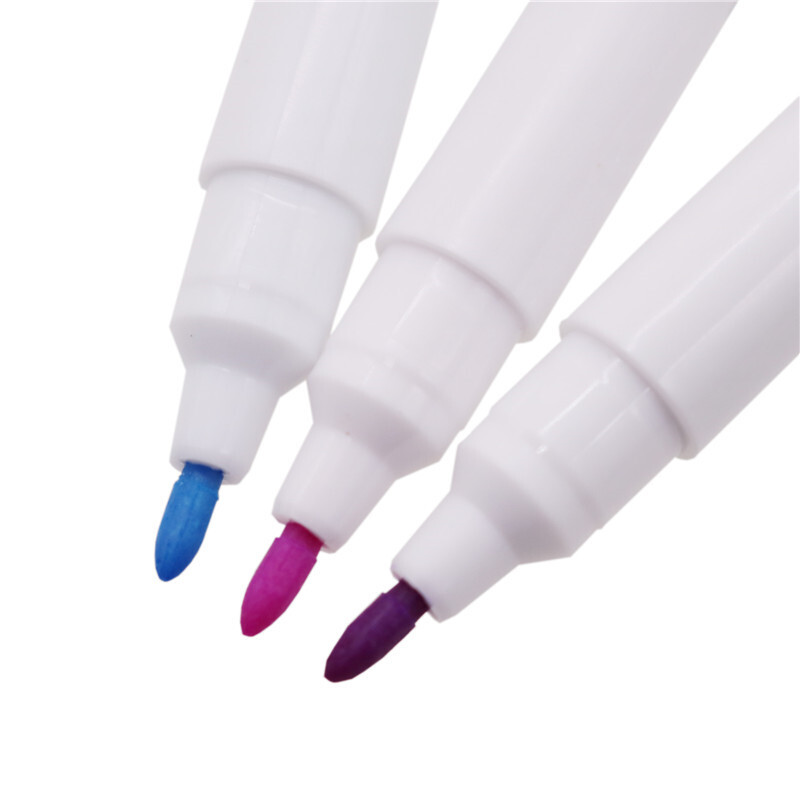 12 tk/partii Vees lahustuv pliiats DIY kirjatarbed Kustutavad pliiatsid Grommet Ink Kangamarker Märgistuspliiatsid DIY Näputöö Punane Sinine Lilla