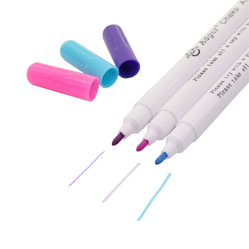 12 tk/partii Vees lahustuv pliiats DIY kirjatarbed Kustutavad pliiatsid Grommet Ink Kangamarker Märgistuspliiatsid DIY Näputöö Punane Sinine Lilla