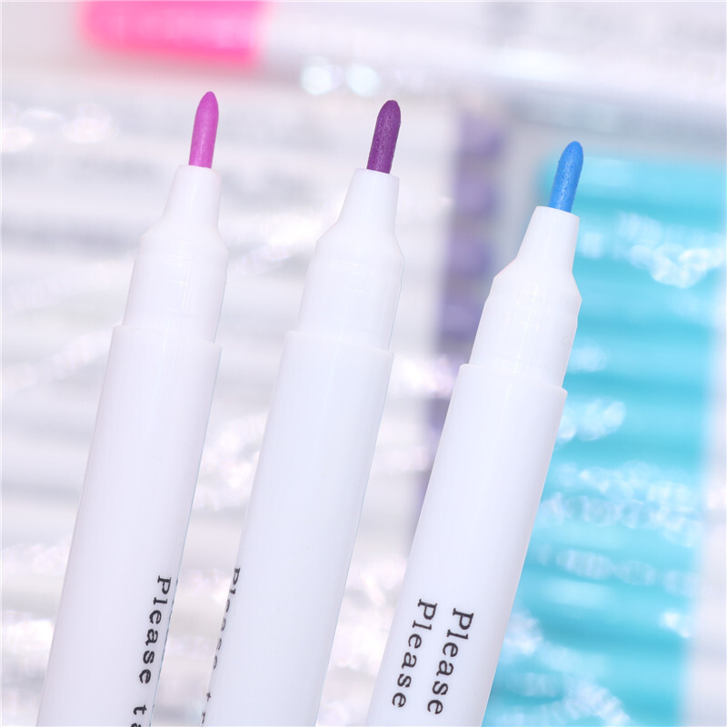 12 tk/partii Vees lahustuv pliiats DIY kirjatarbed Kustutavad pliiatsid Grommet Ink Kangamarker Märgistuspliiatsid DIY Näputöö Punane Sinine Lilla