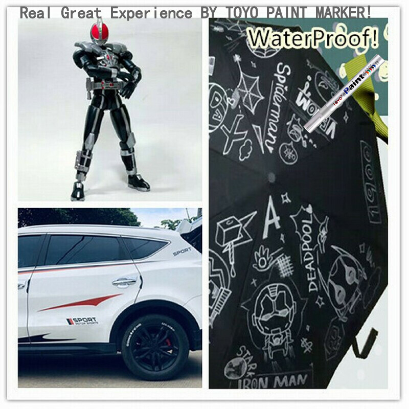 Marcator pentru vopsea TOYO Anvelopa auto Anvelopa Bandă de rulare CD Metal Marker pentru vopsea rezistent la apă Pen alb Marker pentru sticlă Caneta Branca