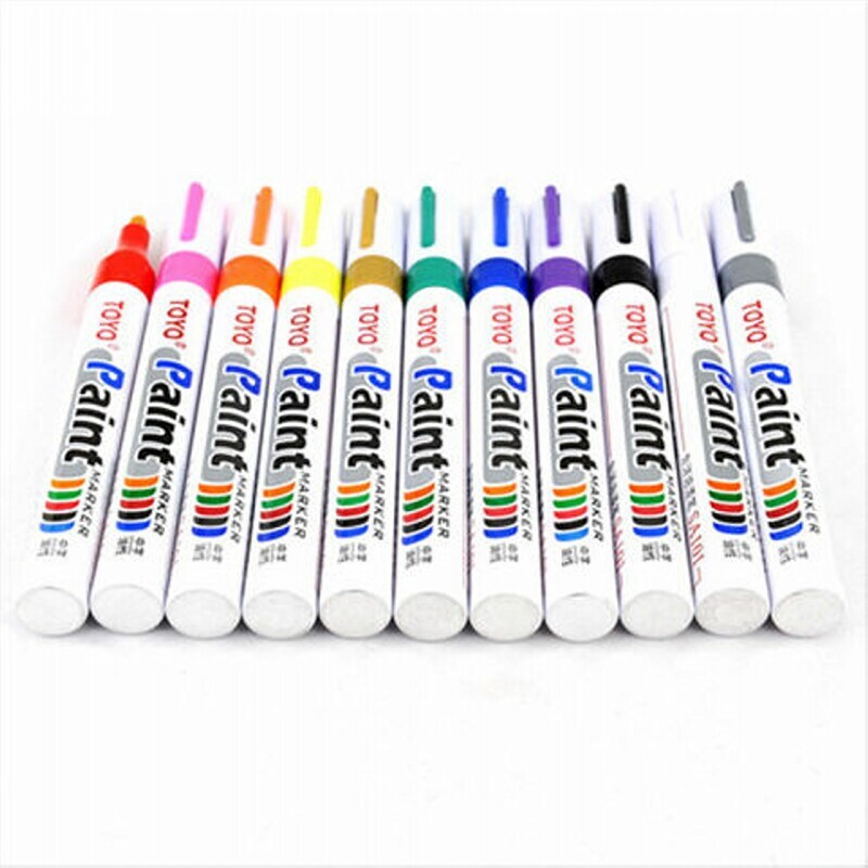 Marcator pentru vopsea TOYO Anvelopa auto Anvelopa Bandă de rulare CD Metal Marker pentru vopsea rezistent la apă Pen alb Marker pentru sticlă Caneta Branca