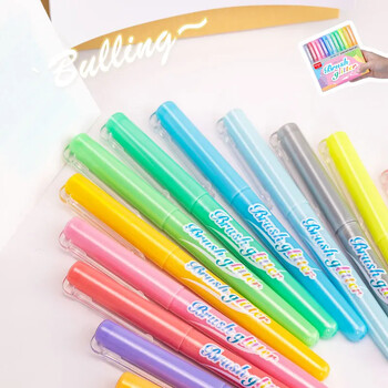 12Color/Set Brush Glitter Highlighter Pen Fine Flash Markers Painting Maker for Scrapbook Diary Journal Χαριτωμένα χαρτικά προμήθειες