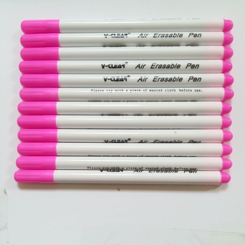 VCLEAR Въздушно изтриваема писалка за маркиране, розов цвят, 12 бр. Текстилен маркер за облекло Chaco Ace Pen Автоматично изчезваща писалка за маркиране Невидима писалка