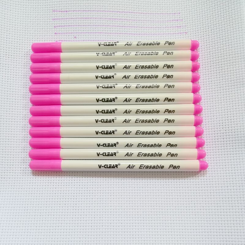 VCLEAR Въздушно изтриваема писалка за маркиране, розов цвят, 12 бр. Текстилен маркер за облекло Chaco Ace Pen Автоматично изчезваща писалка за маркиране Невидима писалка