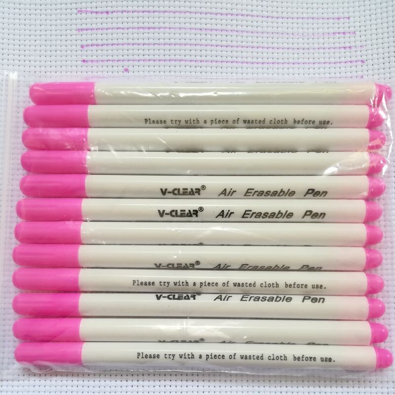 VCLEAR Въздушно изтриваема писалка за маркиране, розов цвят, 12 бр. Текстилен маркер за облекло Chaco Ace Pen Автоматично изчезваща писалка за маркиране Невидима писалка