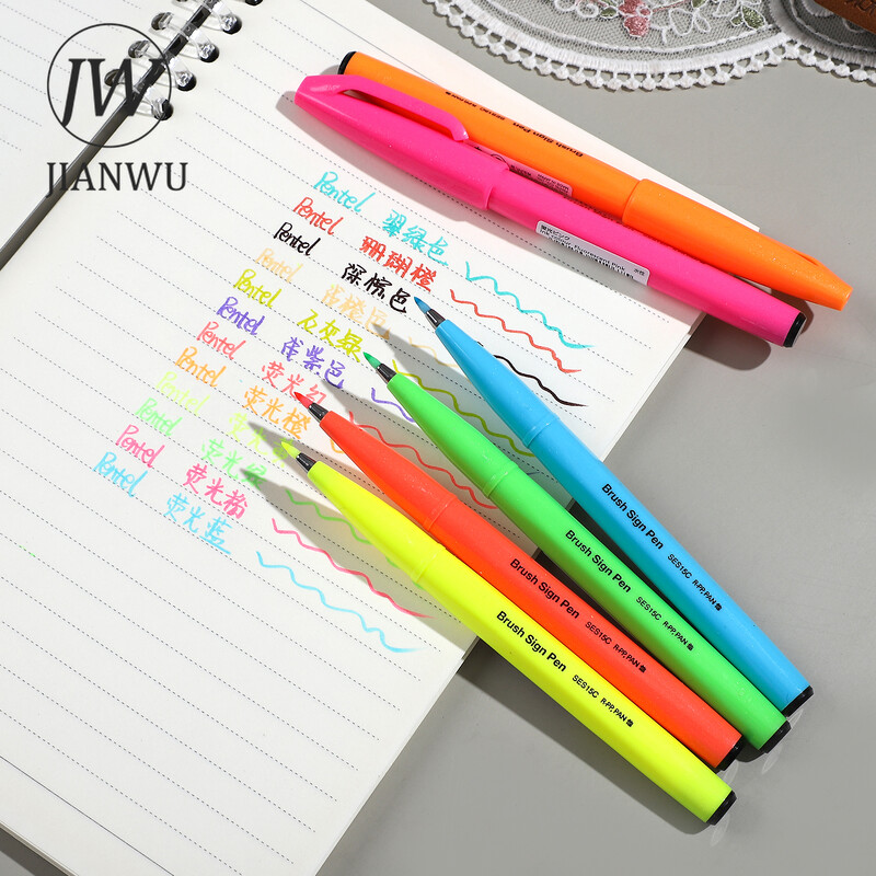 JIANWU värviline pehme otsaga käsitsi kirjutav pliiats, joonistusmarker Pliiats Kirjutage sujuvalt loominguline DIY Journal Student Pentel