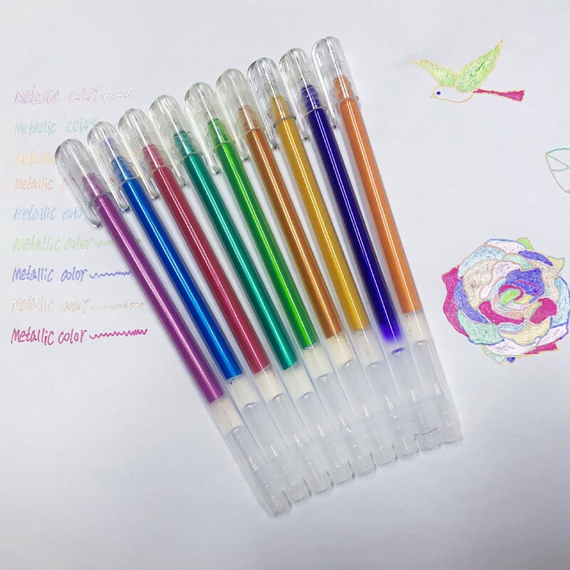 9 tk/komplekt metallist värvi pliiatsi marker Geelpliiatsid paberi joonistamiseks väljalõigete albumi ajakiri DIY koolikunstitarbed kirjatarbed