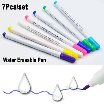 Σετ 7 τμχ Σετ DIY Cross Stitch Water Erasable Στυλό Πλένεται Διαλυτό μελάνι που εξαφανίζεται με ύφασμα για αξεσουάρ ραπτικής