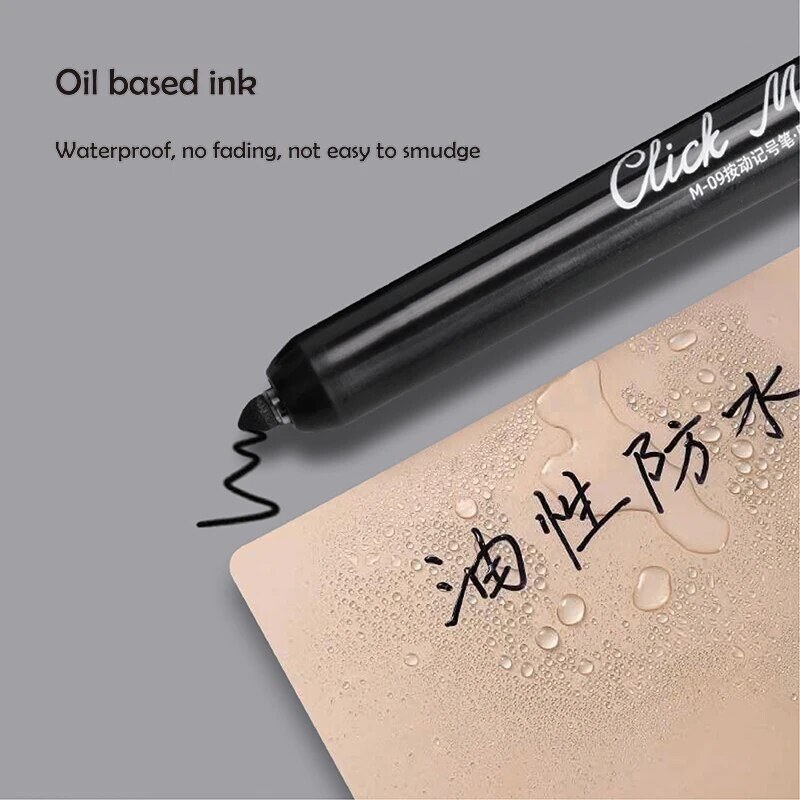 12 tk sissetõmmatavad markerid, püsivad peeneteralised erinevate värvide markerid metallplastpaberi jaoks