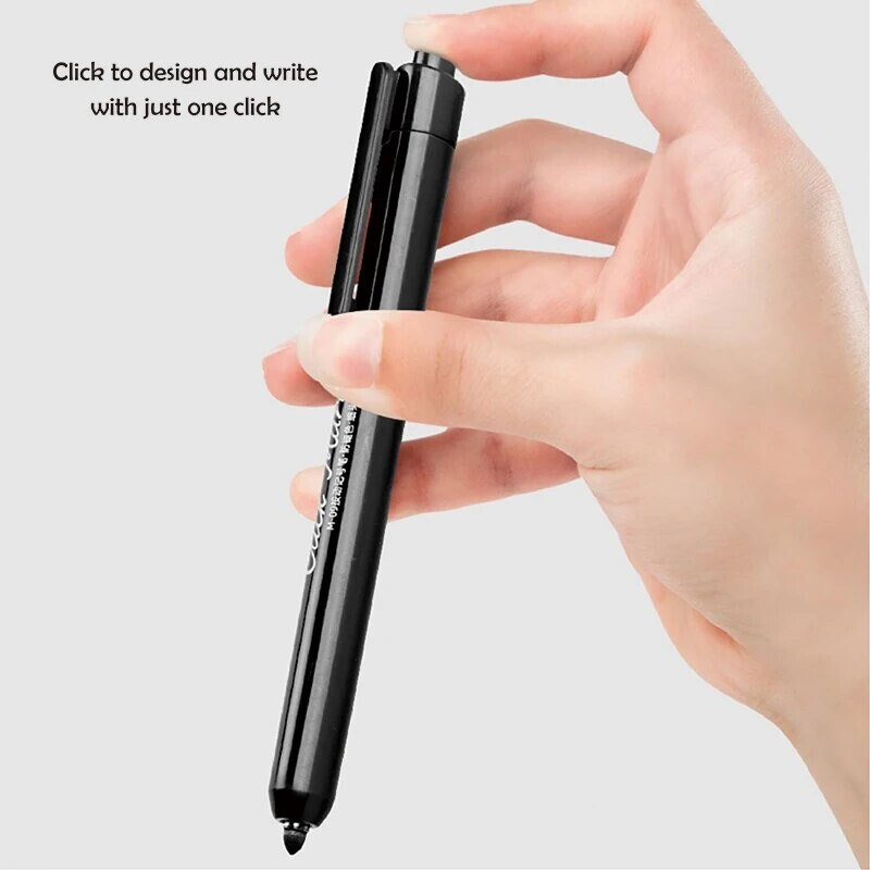 12 tk sissetõmmatavad markerid, püsivad peeneteralised erinevate värvide markerid metallplastpaberi jaoks