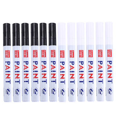 12 бр. Химикалки с бяла боя, перманентна писалка с маслена боя, 2,8 мм водоустойчив графити маркер за камък, плат, пластмаса, стъкло