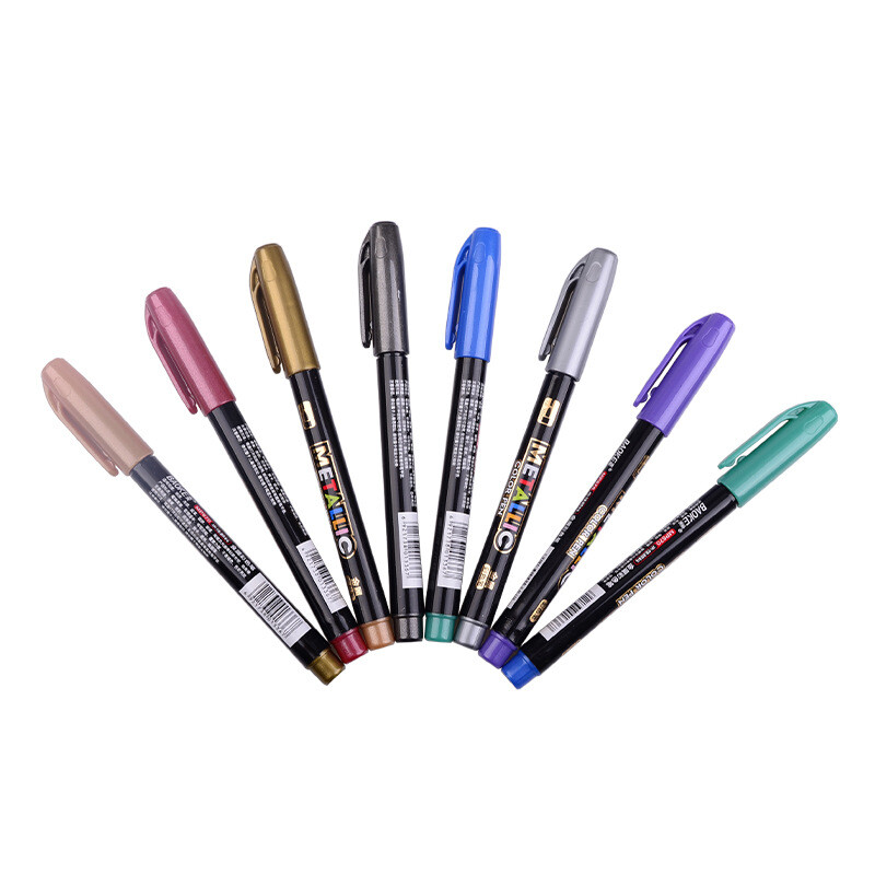 8 tk DIY metallist markerpliiatsid 1-3 mm värviga metallkangast markerid pliiatsid Sharpie kullast hõbedast käsitööpliiatsit maalikunsti tarvikud