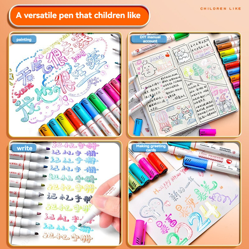 Kahejoonelised kontuuripliiatsid, 12/24 värvi isekontuuriga metallist markerid, sädelev kirjutamispliiats meisterdamiseks kunst-käsitöö jääkide broneerimiseks