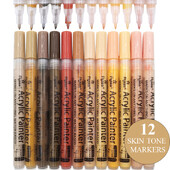 12 krāsu 0,7 mm/otas uzgalis ādas toņa akrila krāsas pildspalvu komplekts, krāsas marķieri kokam, stiklam, audumam, akmeņu krāsošanas krāsu pildspalvām Art