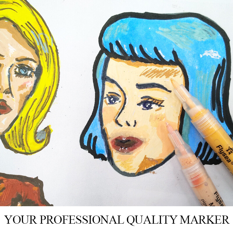 12 krāsu 0,7 mm/otas uzgalis ādas toņa akrila krāsas pildspalvu komplekts, krāsas marķieri kokam, stiklam, audumam, akmeņu krāsošanas krāsu pildspalvām Art